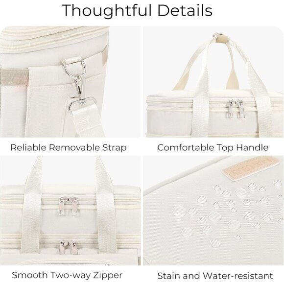 Double Deck Insulated Lunch Box for Men & Women, Leakproof Tote (White) - Picture 8 of 8